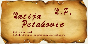 Matija Petaković vizit kartica